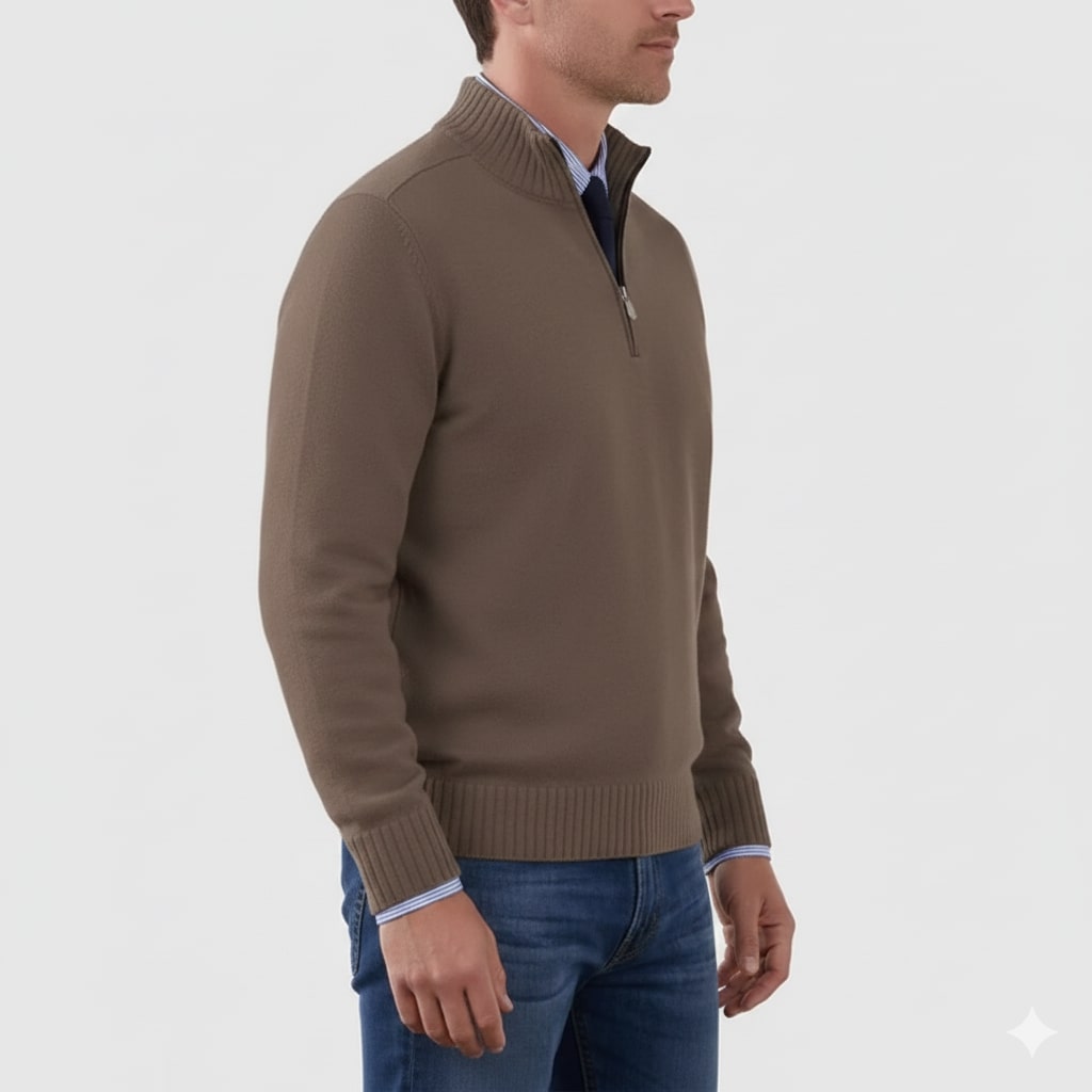 Lars Men’s Half-Zip Sweater – Soft Knit Pullover with Ribbed Details & Tailored Fit