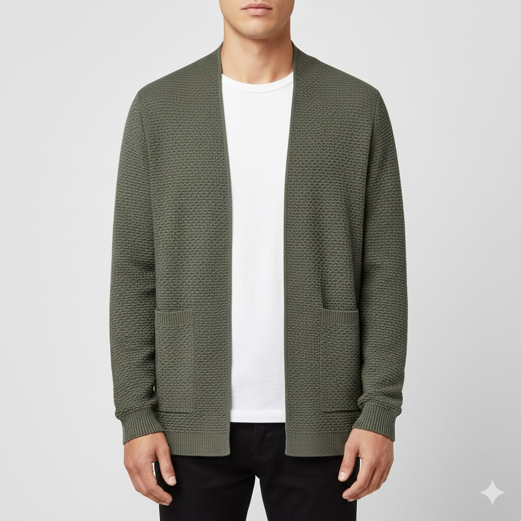 Pablo Men’s Jacquard Knit Cardigan – Soft Touch Embossed Cotton Cardigan