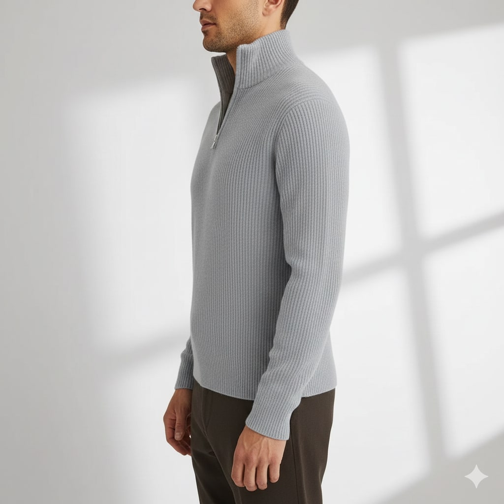 Soren Men’s Turtleneck Sweater – Warm Breathable Wool Knit Pullover with Structured Ribbed Collar