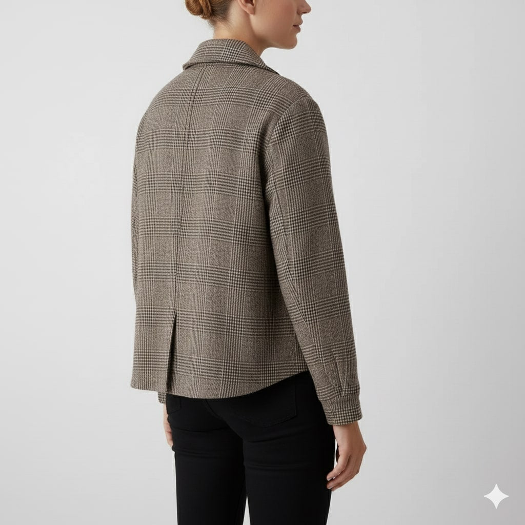Chloé Women’s Plaid Wool Jacket – Double-Sided Wool with Cropped Jacket