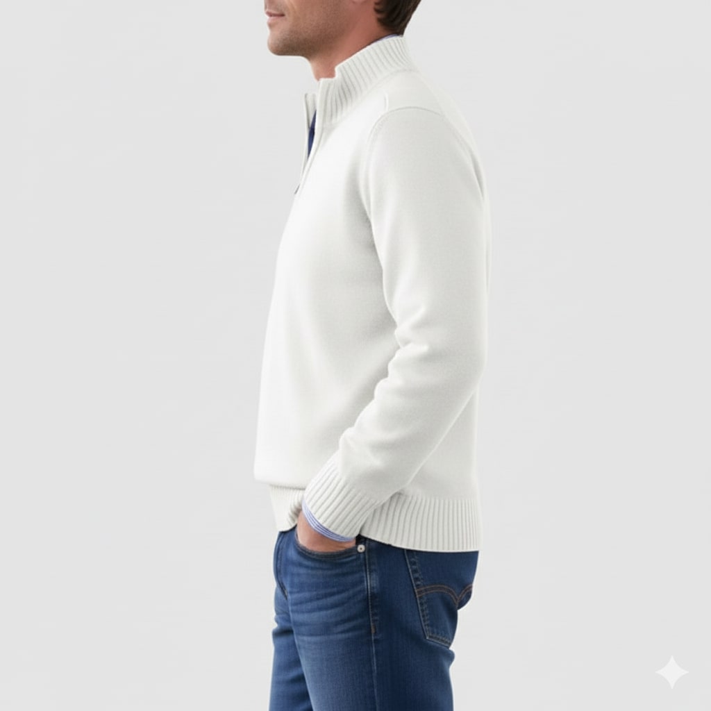 Lars Men’s Half-Zip Sweater – Soft Knit Pullover with Ribbed Details & Tailored Fit