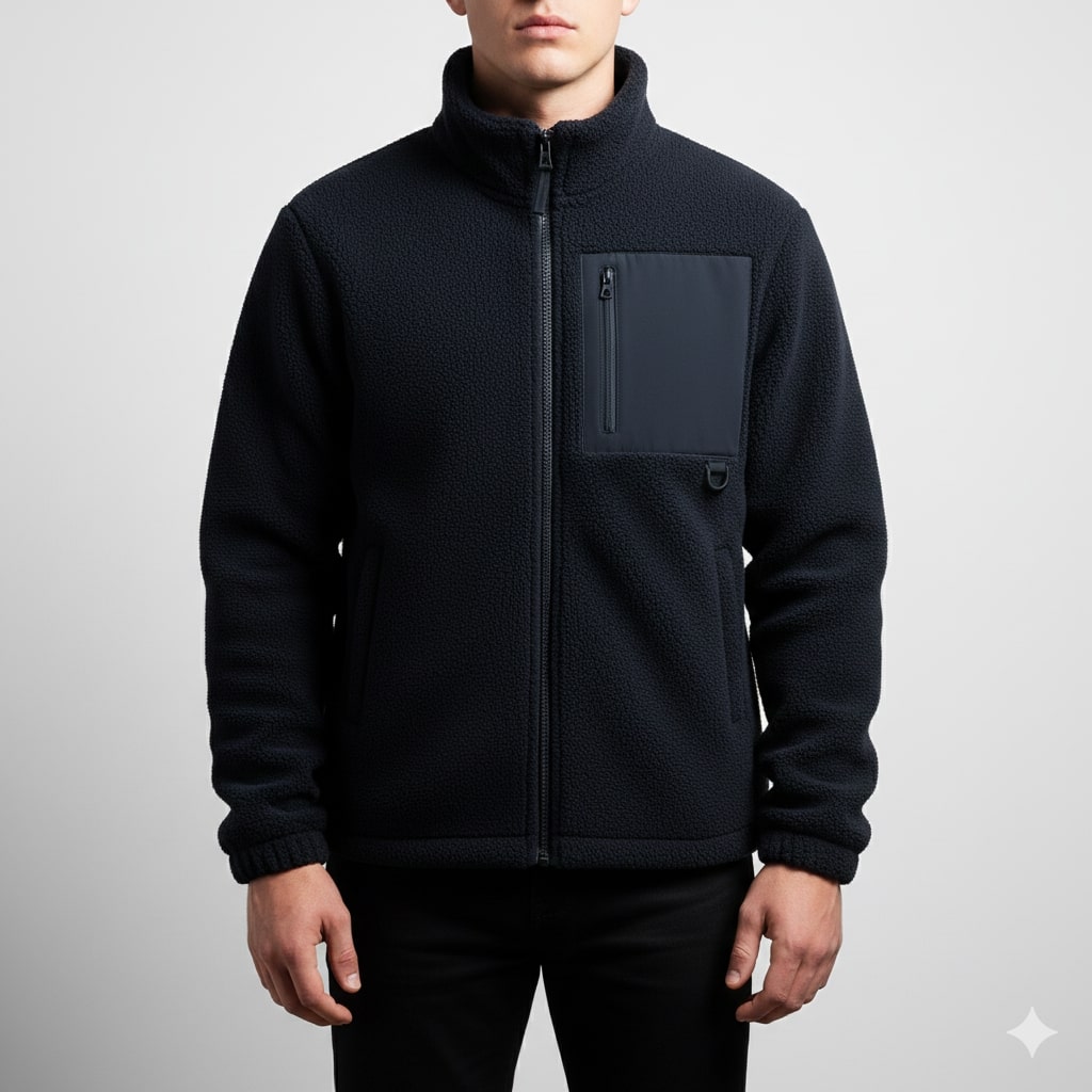 Nikola Men's Fleece Jacket – Soft Insulating Lightweight Jacket with Stand Collar