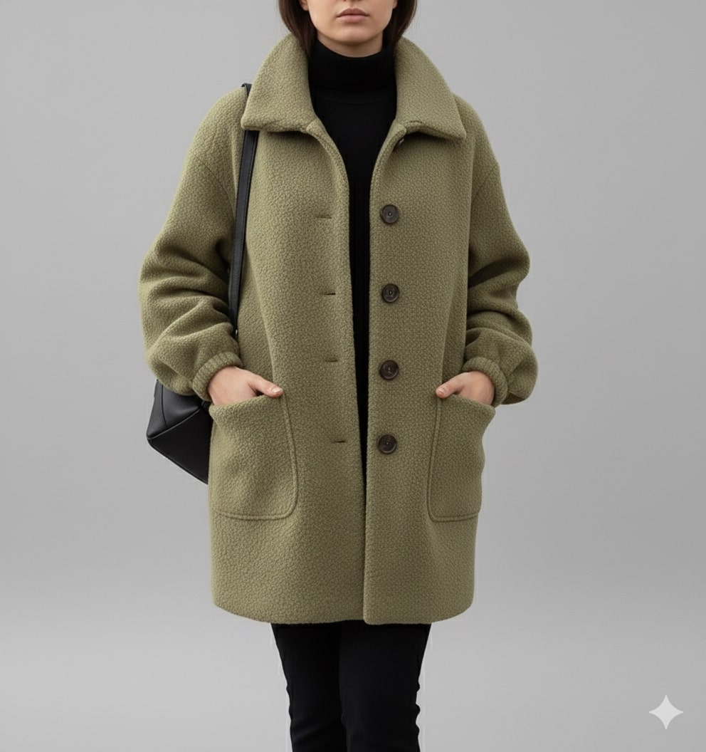 Seda Women’s Fleece Jacket – Soft Wool-Blend Vintage Winter Coat