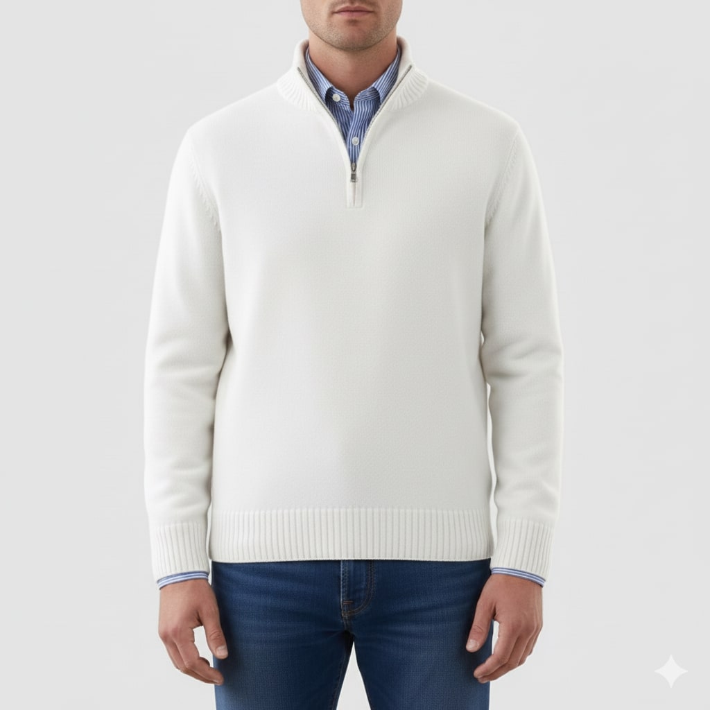 Lars Men’s Half-Zip Sweater – Soft Knit Pullover with Ribbed Details & Tailored Fit