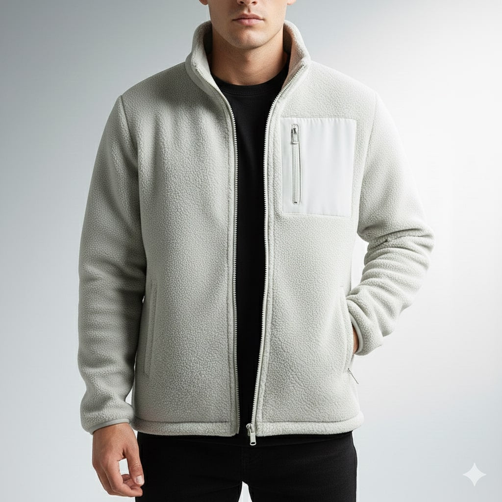 Nikola Men's Fleece Jacket – Soft Insulating Lightweight Jacket with Stand Collar