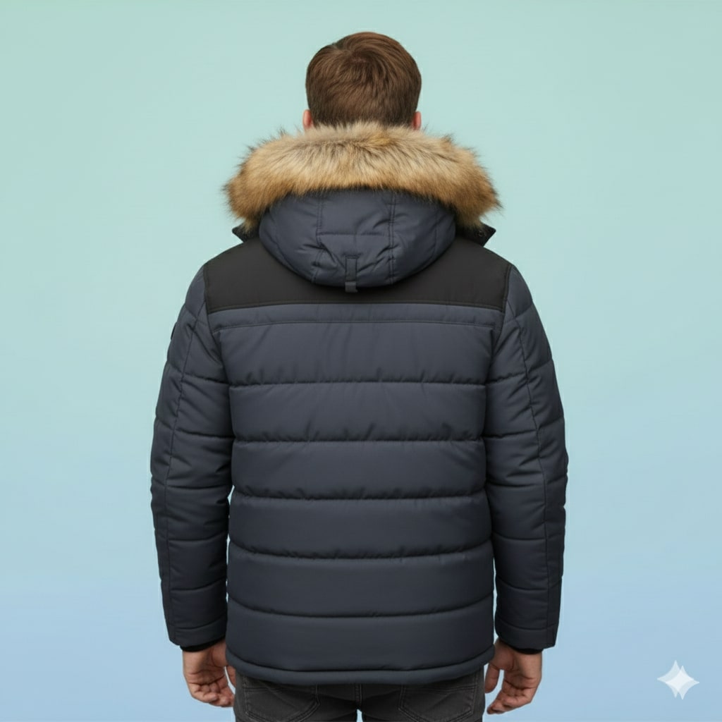 Santiago Men’s Hooded Jacket – Thick Fleece-Lined Winter Coat with Cotton Shell