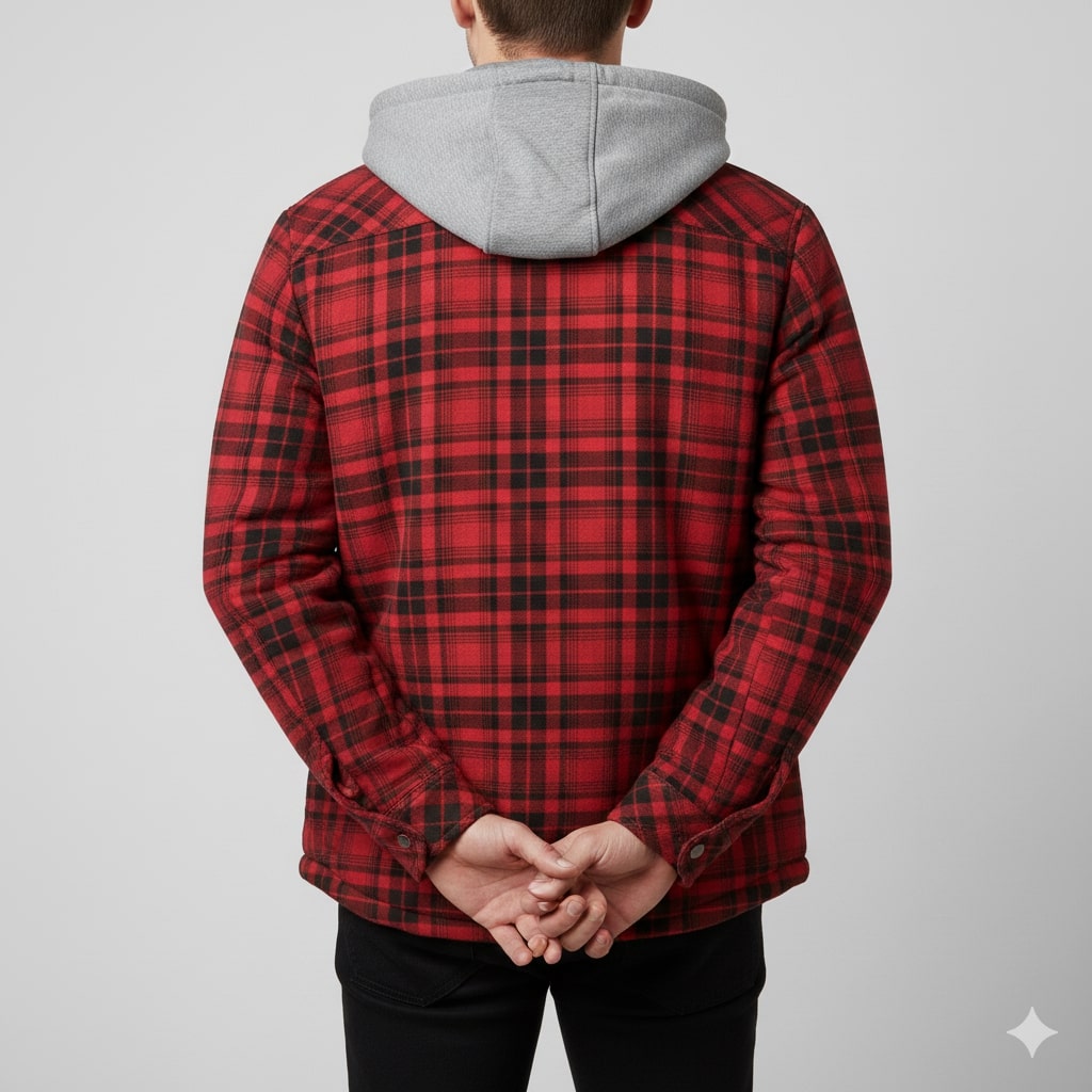 Florent Men’s Hoodie Jacket – Sherpa-Lined Flannel Hoodie for Winter Wear