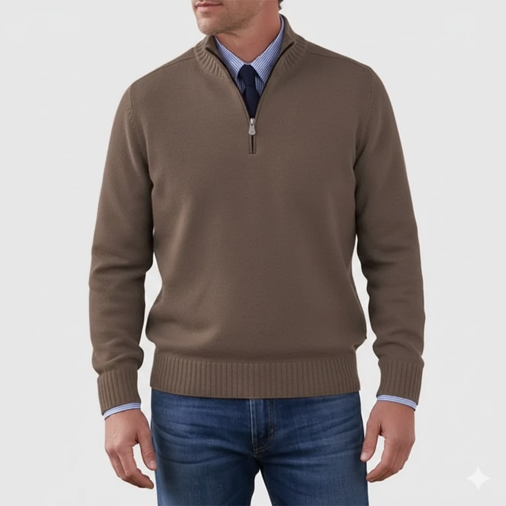 Lars Men’s Half-Zip Sweater – Soft Knit Pullover with Ribbed Details & Tailored Fit