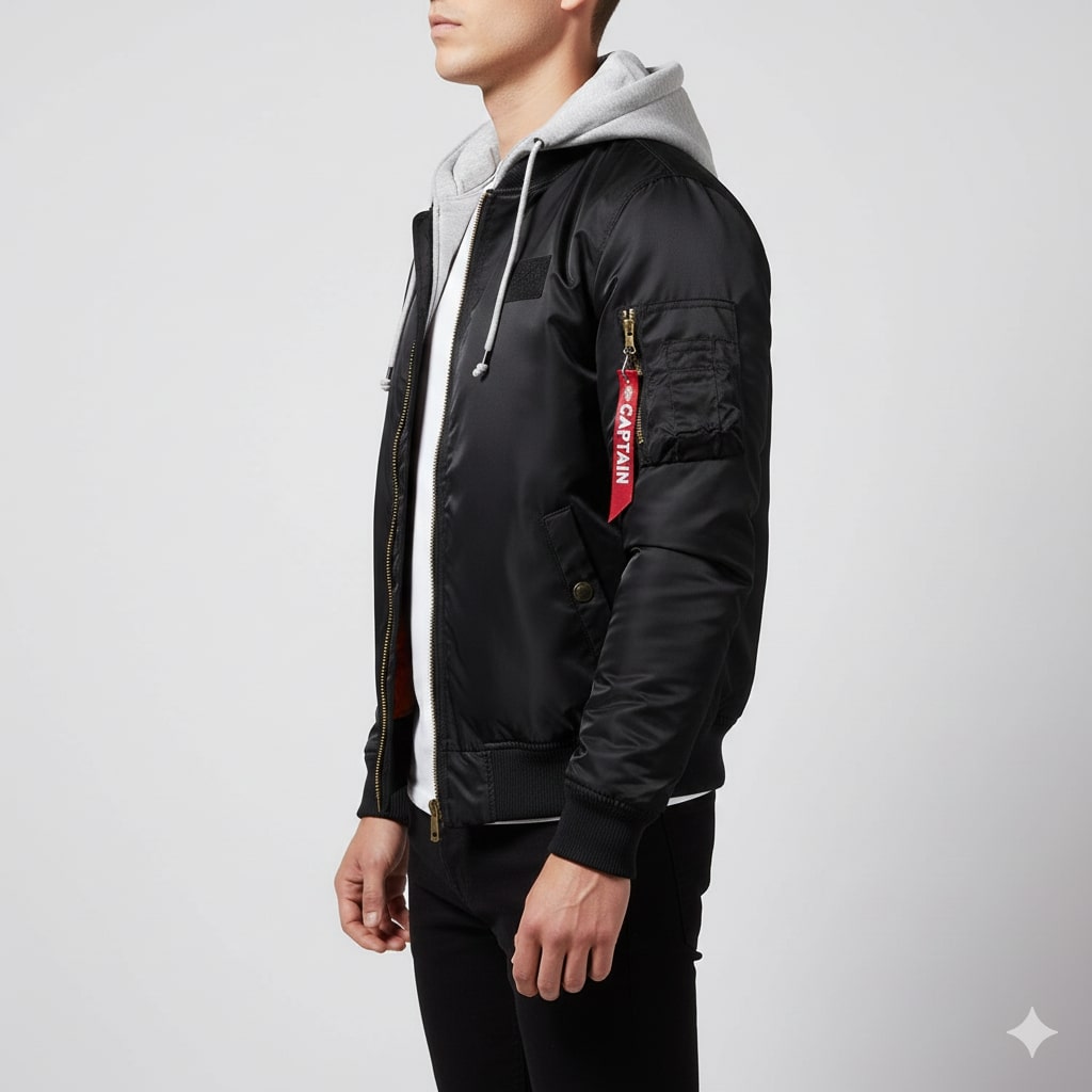 Finn Men’s Hoodie Jacket – Padded Cotton Military-Style Bomber Jacket