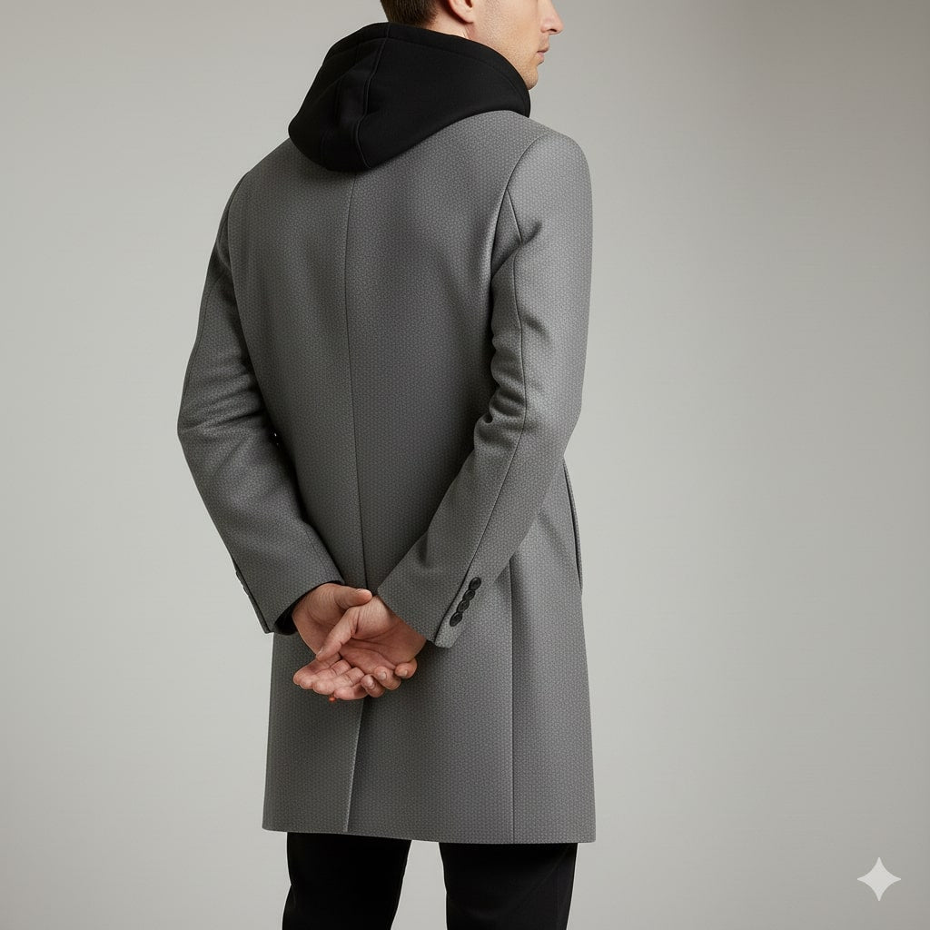 Nicolas Men’s Hooded Wool Coat – Premium Textured Winter Outerwear