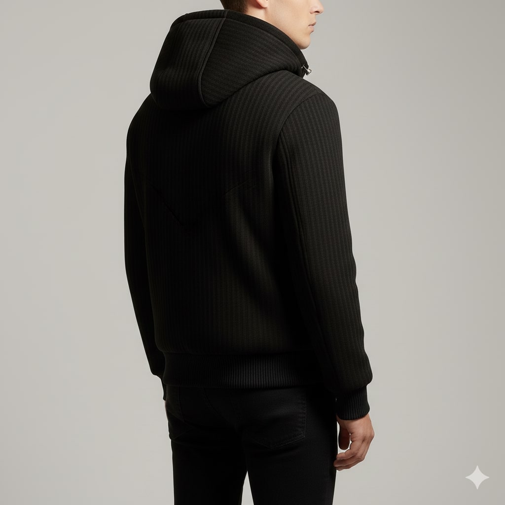 Kamal Men’s Sherpa Hoodie Jacket – Heavyweight Fleece Lined Quilted Zip-Up Jacket