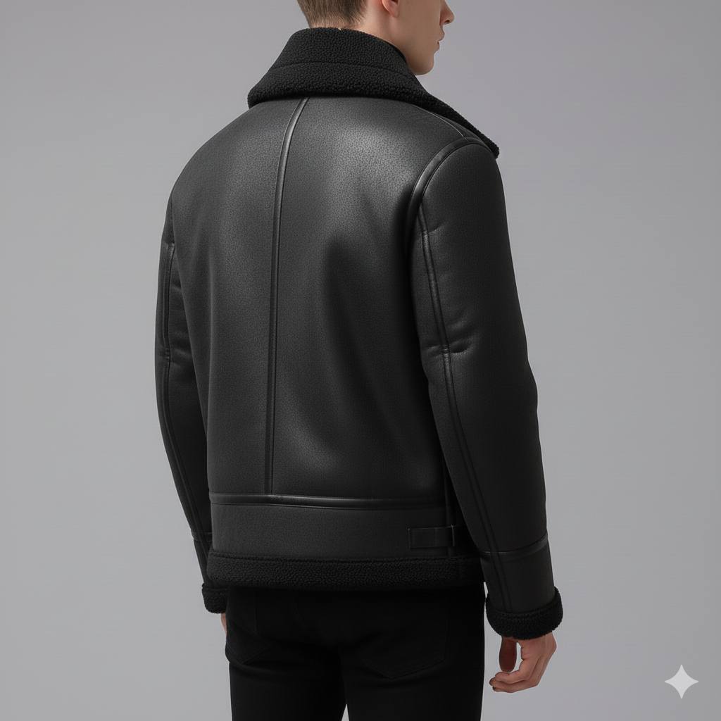 Johan Men’s Leather Jacket – Soft Shearling Lined Zip-Up Jacket