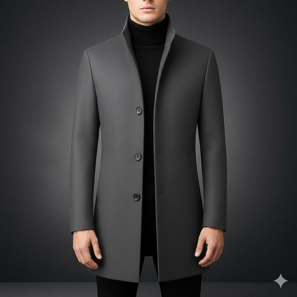 Boris Men’s Wool Coat – Tailored Soft Winter Long Overcoat