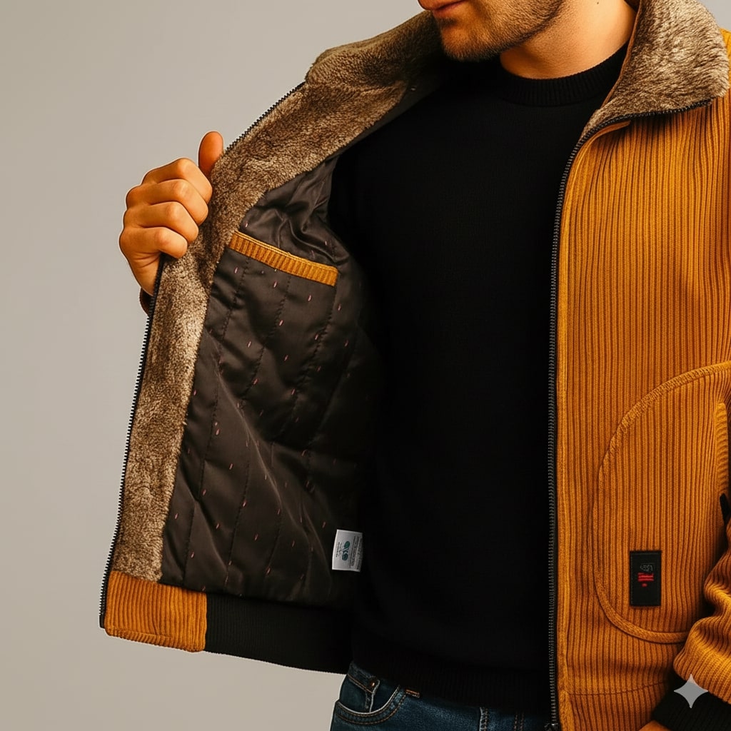 Simon Men's Corduroy Jacket – Heavyweight Sherpa-Lined Jacket with Bomber Fit