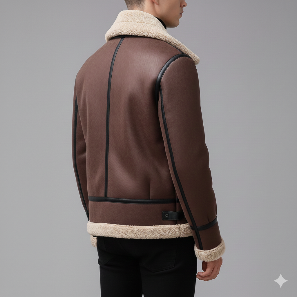 Johan Men’s Leather Jacket – Soft Shearling Lined Zip-Up Jacket