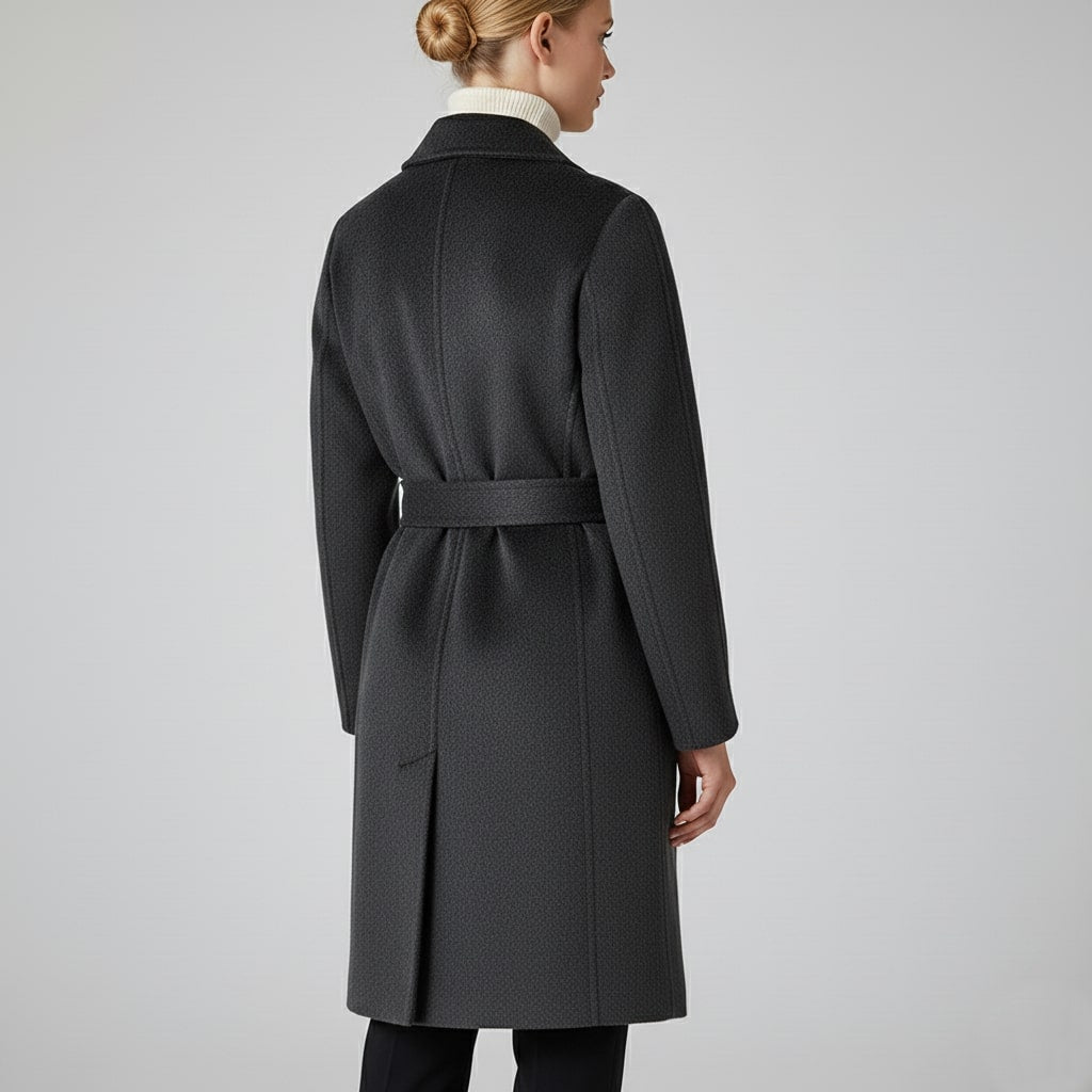 Camila Women’s Cashmere Wrap Coat – Double-Breasted Wool Outerwear with Belted Waist