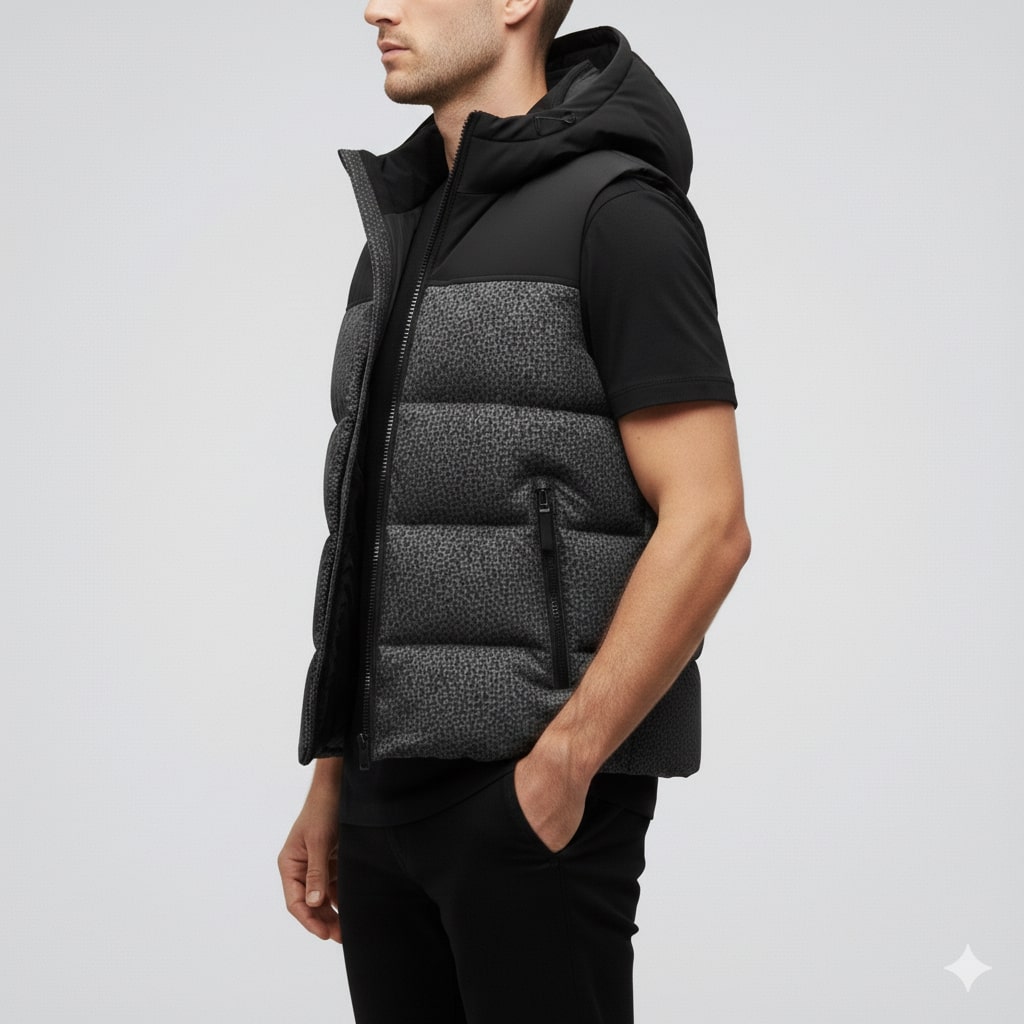Theo Men's Insulated Vest – Thermal Cotton Layer with Detachable Hood