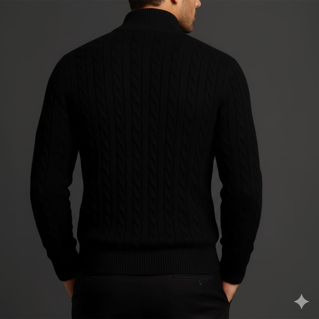 Haris Men’s Quarter-Zip Sweater – Wool-Blend Pullover with Ribbed Collar