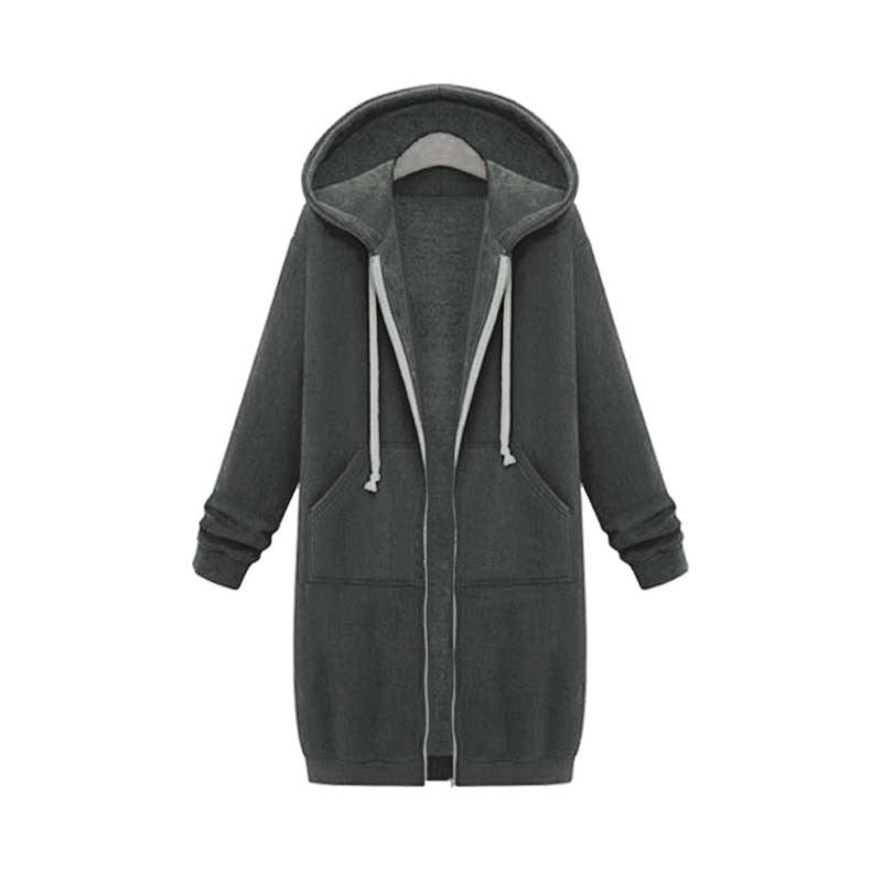 Romane Women’s Longline Zip Hoodie – Relaxed Fit with Extended Length & Pockets