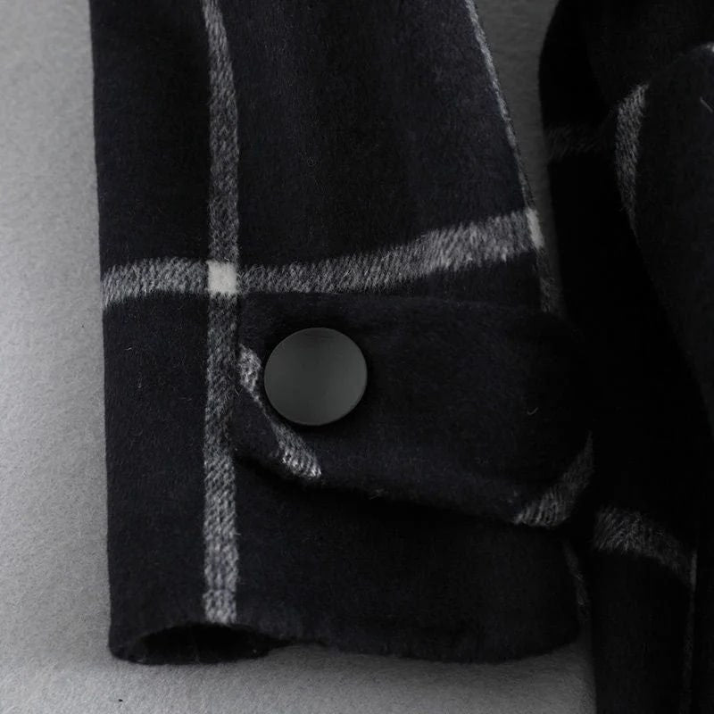 Francesca Women’s Tweed Jacket – Tailored Lapel Retro Plaid Long Winter Coat
