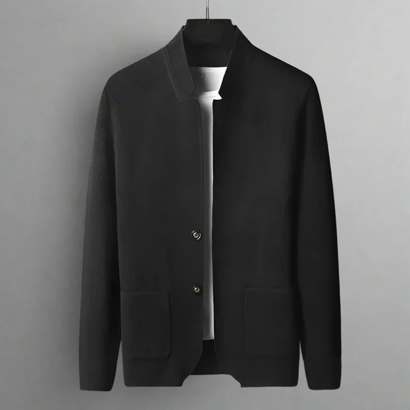 Austin Men’s Knit Cardigan – Soft Italian-Style Pullover with Mandarin Collar