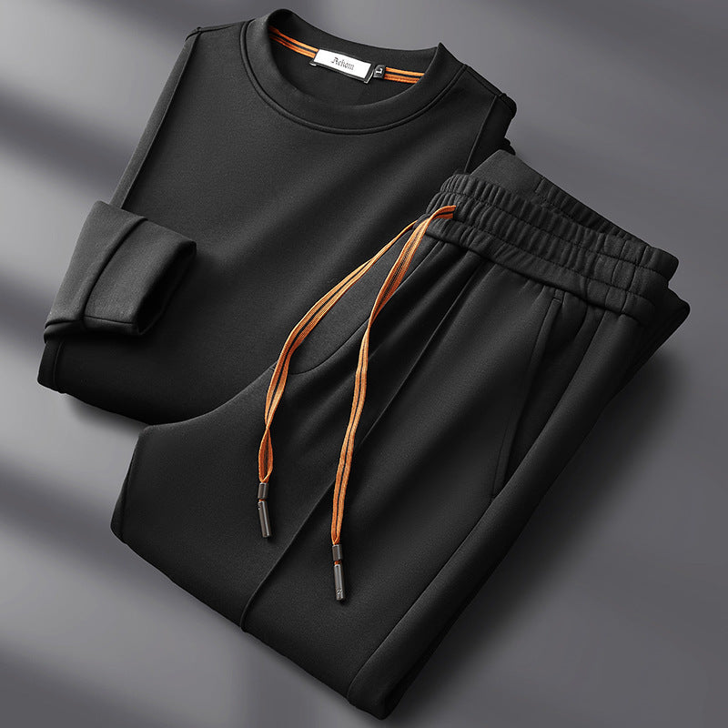 Baran Men’s Lounge Set – Cotton-Silk Crewneck Sweatshirt & Straight-Leg Pants