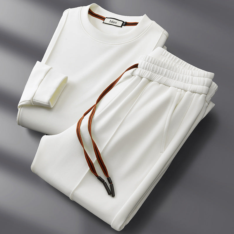 Baran Men’s Lounge Set – Cotton-Silk Crewneck Sweatshirt & Straight-Leg Pants