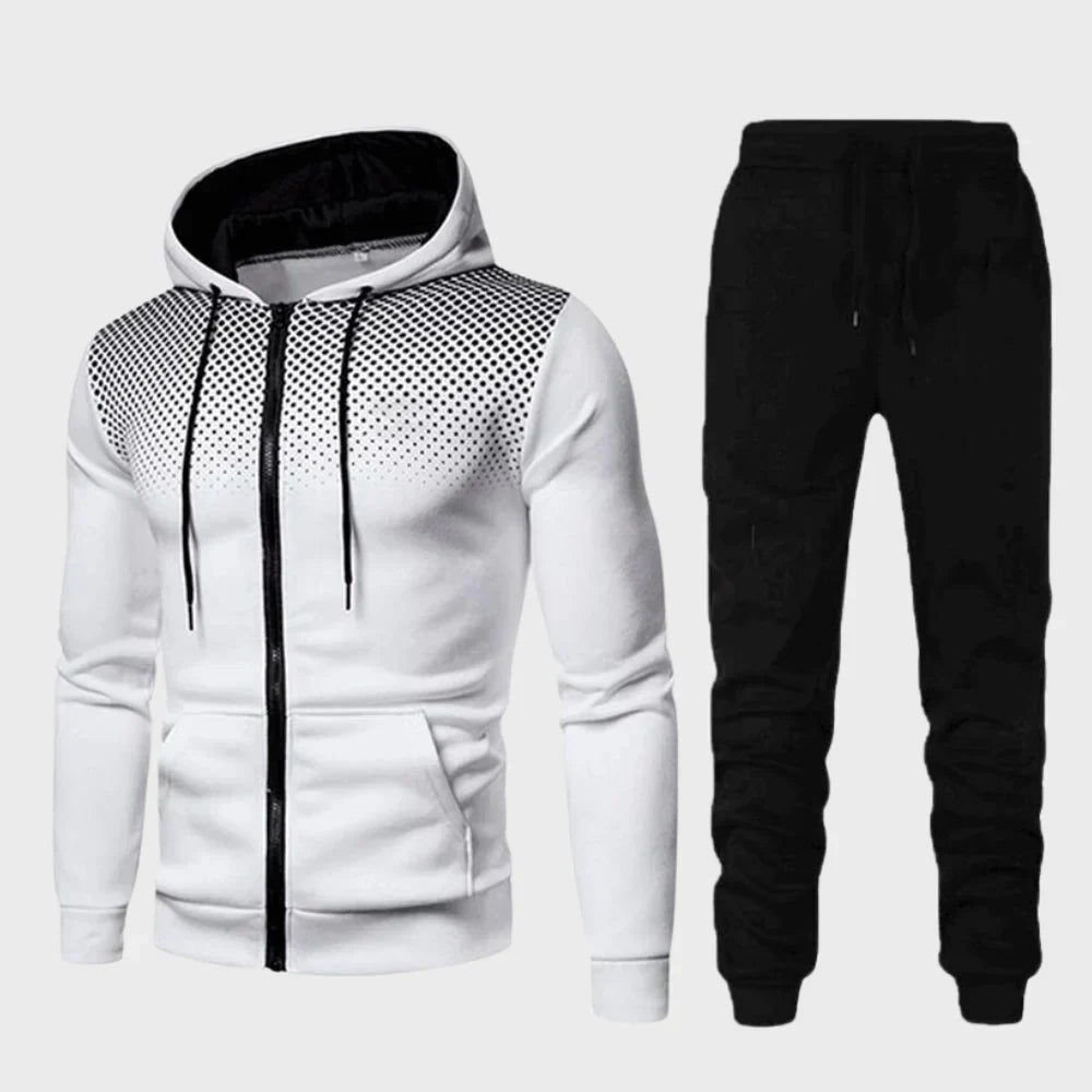 David | Men’s Hoodie Tracksuit with Dotted Chest Design