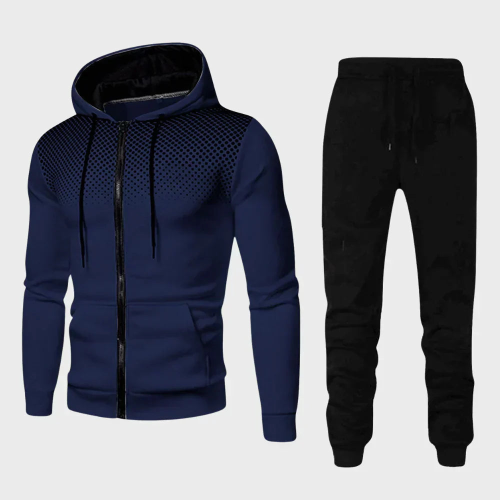 David | Men’s Hoodie Tracksuit with Dotted Chest Design