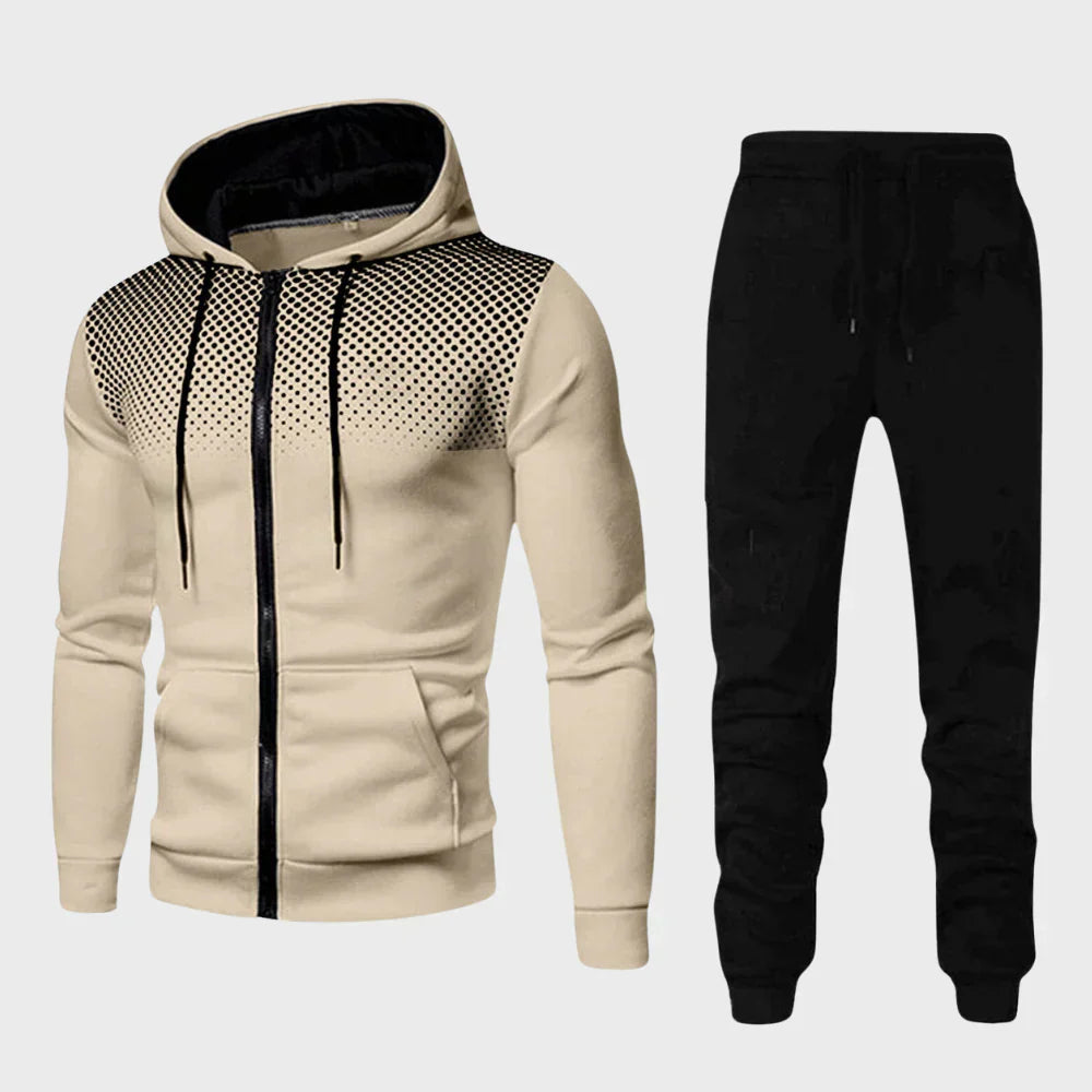 David | Men’s Hoodie Tracksuit with Dotted Chest Design