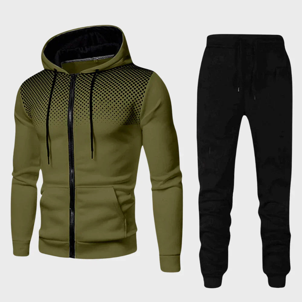 David | Men’s Hoodie Tracksuit with Dotted Chest Design