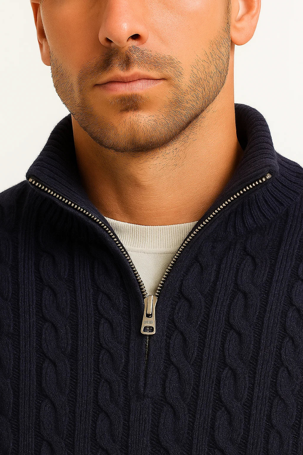 Brayan | Men’s Spring Zip-Neck Cable Knit Sweater