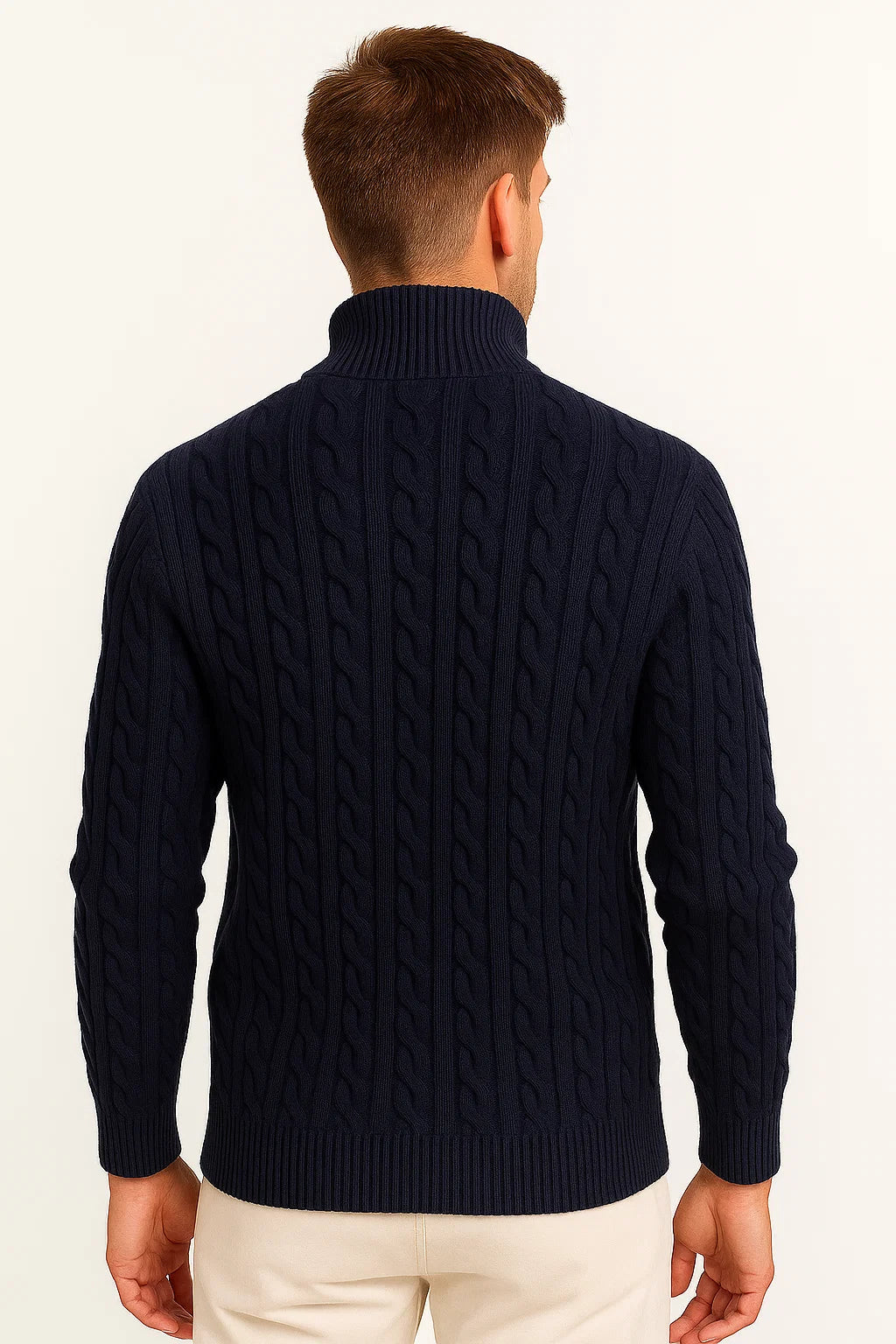 Brayan | Men’s Spring Zip-Neck Cable Knit Sweater