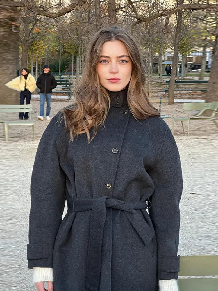 Lana | Women’s Winter Belted Stand Collar Short Coat