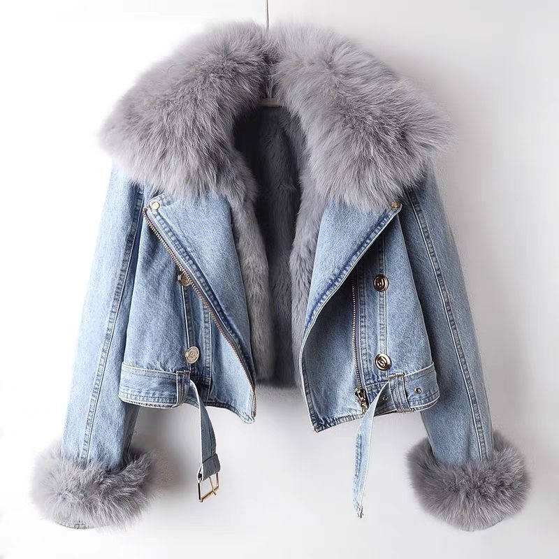 Zara Women's Denim Jacket – Soft Lined Women’s Jacket with Warm Fur Collar & Cuffs