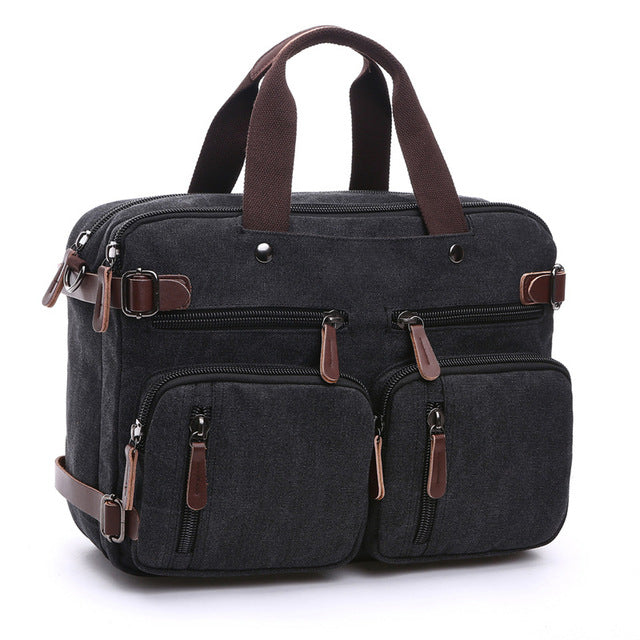 Logan Men’s Travel Briefcase – Durable Canvas Laptop Bag with Organised Business Storage