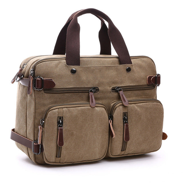 Logan Men’s Travel Briefcase – Durable Canvas Laptop Bag with Organised Business Storage