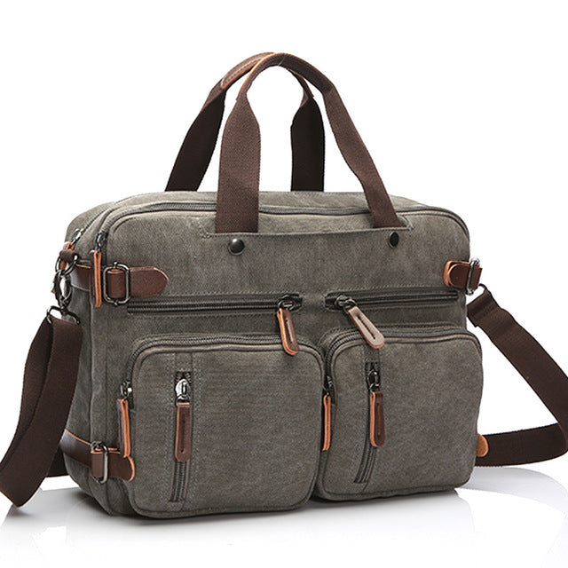 Logan Men’s Travel Briefcase – Durable Canvas Laptop Bag with Organised Business Storage