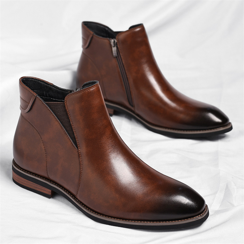 Bruno Men’s Chelsea Boots – Genuine Leather Slip-On Boots with Cushioned Insole