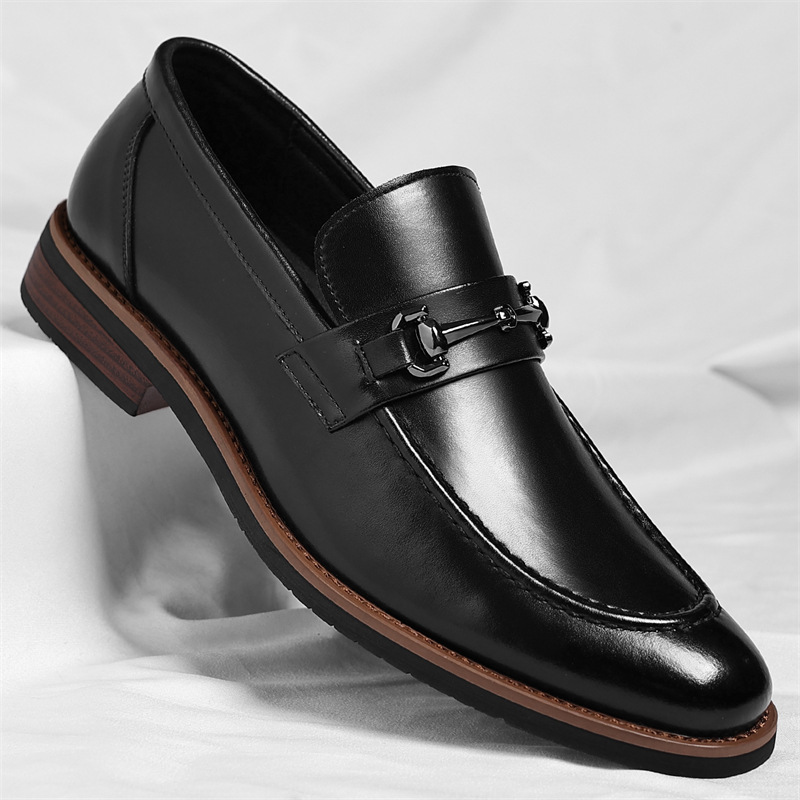 Andreas Men’s Leather Loafers – Italian Leather Slip-On Dress Shoes with Cushioned Footbed