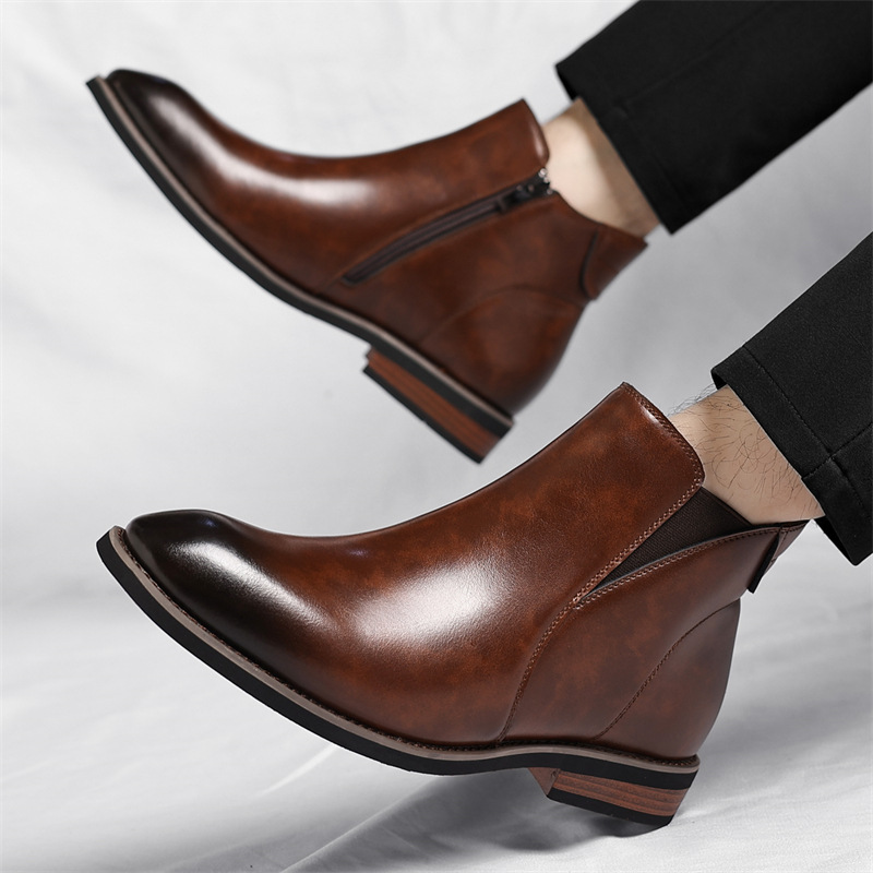 Bruno Men’s Chelsea Boots – Genuine Leather Slip-On Boots with Cushioned Insole