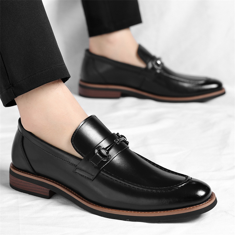 Andreas Men’s Leather Loafers – Italian Leather Slip-On Dress Shoes with Cushioned Footbed