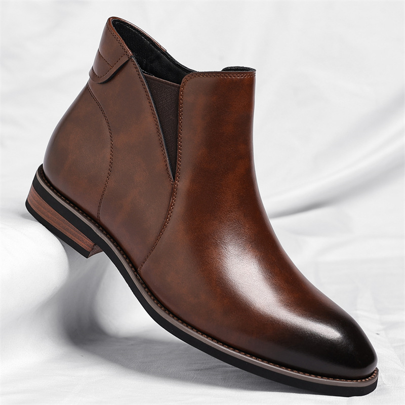Bruno Men’s Chelsea Boots – Genuine Leather Slip-On Boots with Cushioned Insole