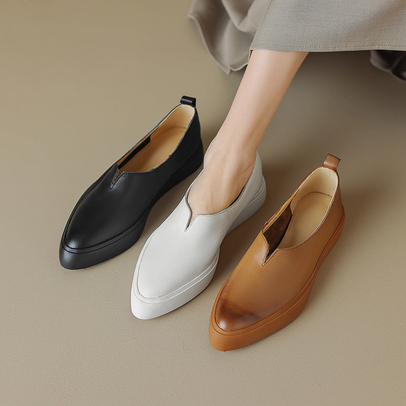 Mila Women’s Leather Slip-On Shoes – Comfort Full-Grain Leather Sneakers