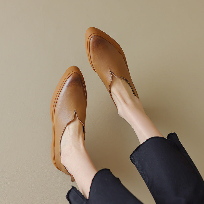 Mila Women’s Leather Slip-On Shoes – Comfort Full-Grain Leather Sneakers