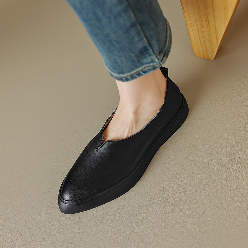 Mila Women’s Leather Slip-On Shoes – Comfort Full-Grain Leather Sneakers