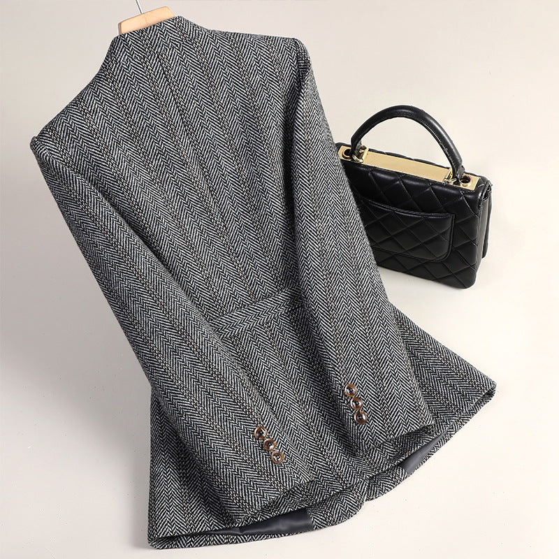 Rania Women’s Wool Jacket – Kimono-Inspired Outerwear with Obi Belt