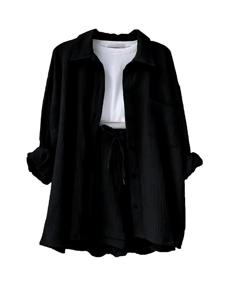 Francesca | Cotton Button-Up Shorts Set