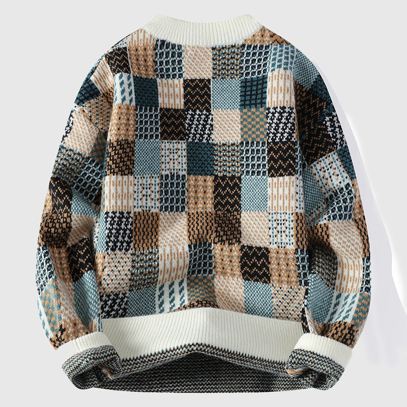 Siena Women’s Chunky Knit Sweater – Multicolor Patchwork Texture