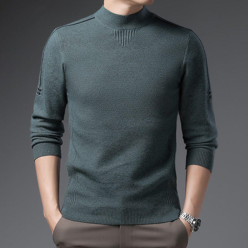 Finn Men’s Knit Sweater – Jacquard Knit Mock-Neck Pullover for Everyday Comfort
